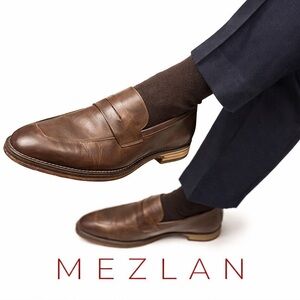 Mezlan Brown Leather Penny Loafers Men’s Size 10 EU 43 Spain Luxury Dress Shoes